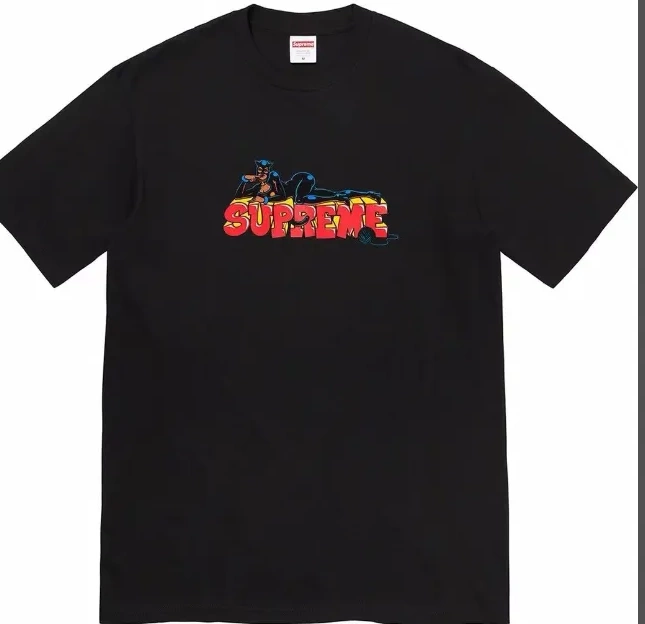 Black Pattern XL Short Printed and S White Catwoman Week Cartoon L Sleeve Letter 22FW M Tee T-shirt 0427